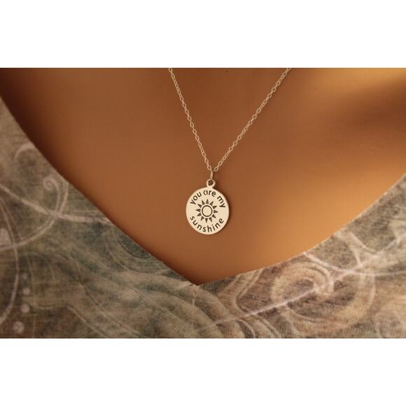 Sterling Silver You Are My Sunshine Charm Necklace - Picture 1 of 2
